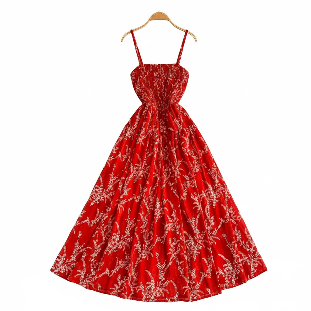 🍒Backless summer dress for women fashion beach wear slip sleeveless spaghetti straps smart casual outfit Flouncey Floral Fun