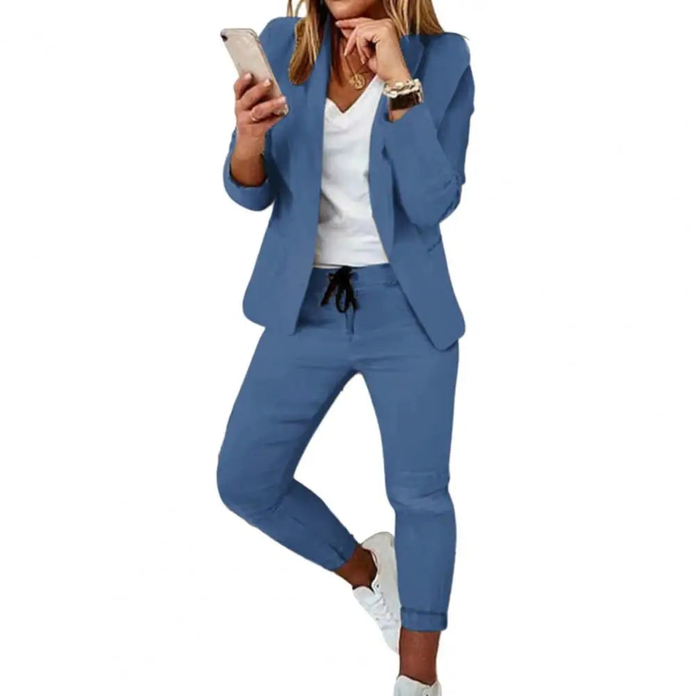 🍒Women's fashion two piece sets  hip length jacket and tapered pants  suit for office smart casual clothes Look Suitably Smart Casual