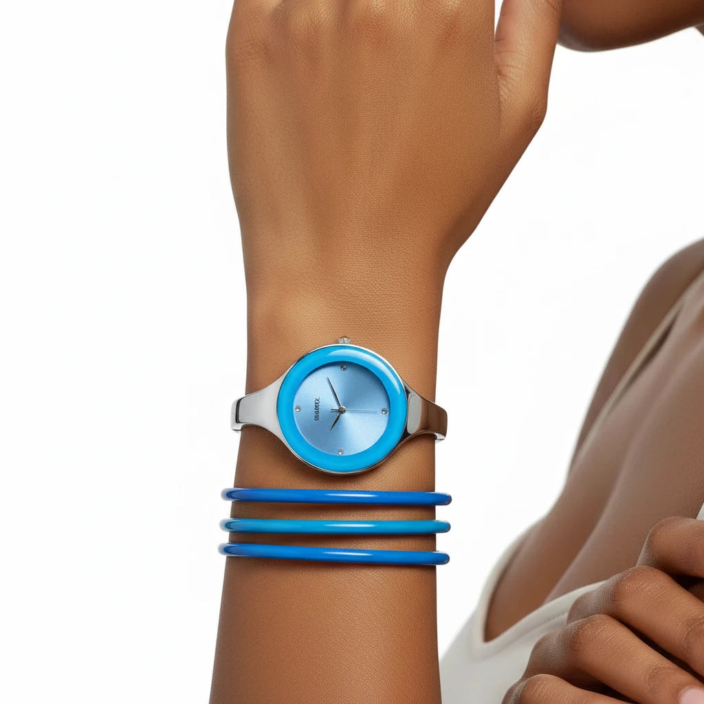 🍒Bangle watch for women stainless steel bracelet angle simple stylish fashion wrist watch analog quartz elegant jewellery silver and solid colour gift accessory Dont Risk Miss This Cool Wrist