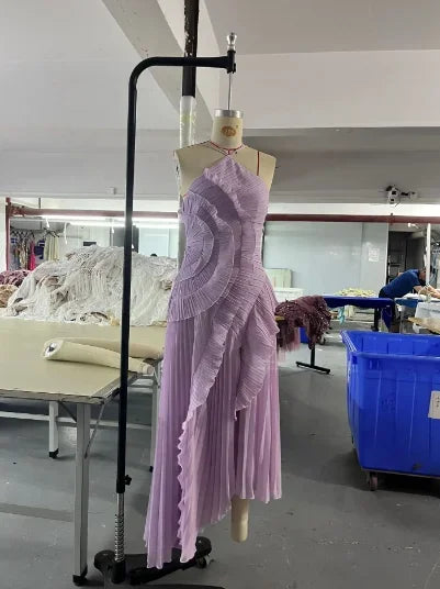 🍒Ruffles aandrok elegante nekband geplooide A-lyn midi-rok effekleur someruitrustings ruglose vakansiedrag Y2k mode partytjie geleentheidsdrag Kry hierdie Ruffle Jy sal Verheug wees