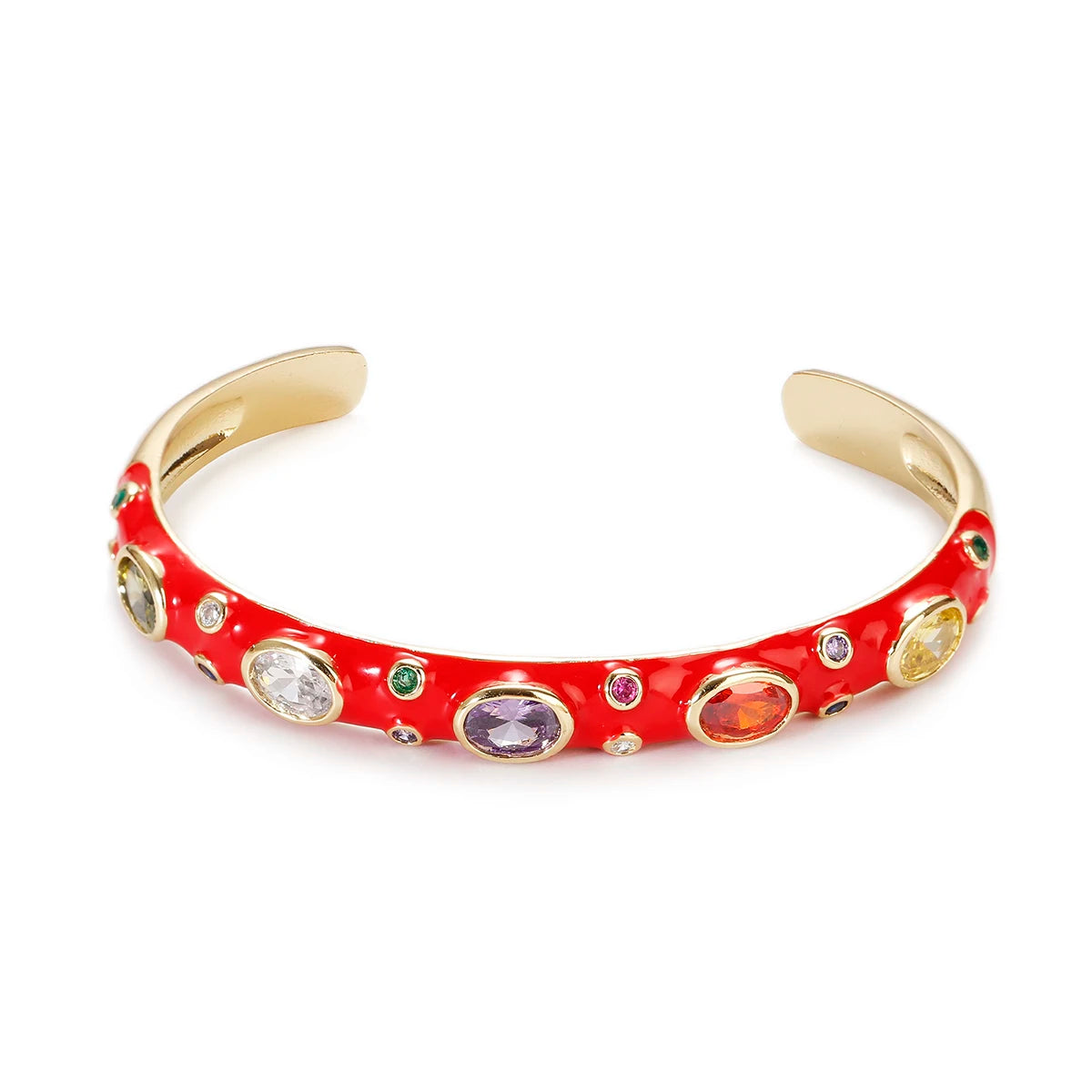 🍒Luukse sirkonsteenarmband, kristalkleur, goudkleurig, vir vroue, somer klassieke pienk oliedruppel juweliersware, skraal manchetarmbande, strass geskenke vir vroue