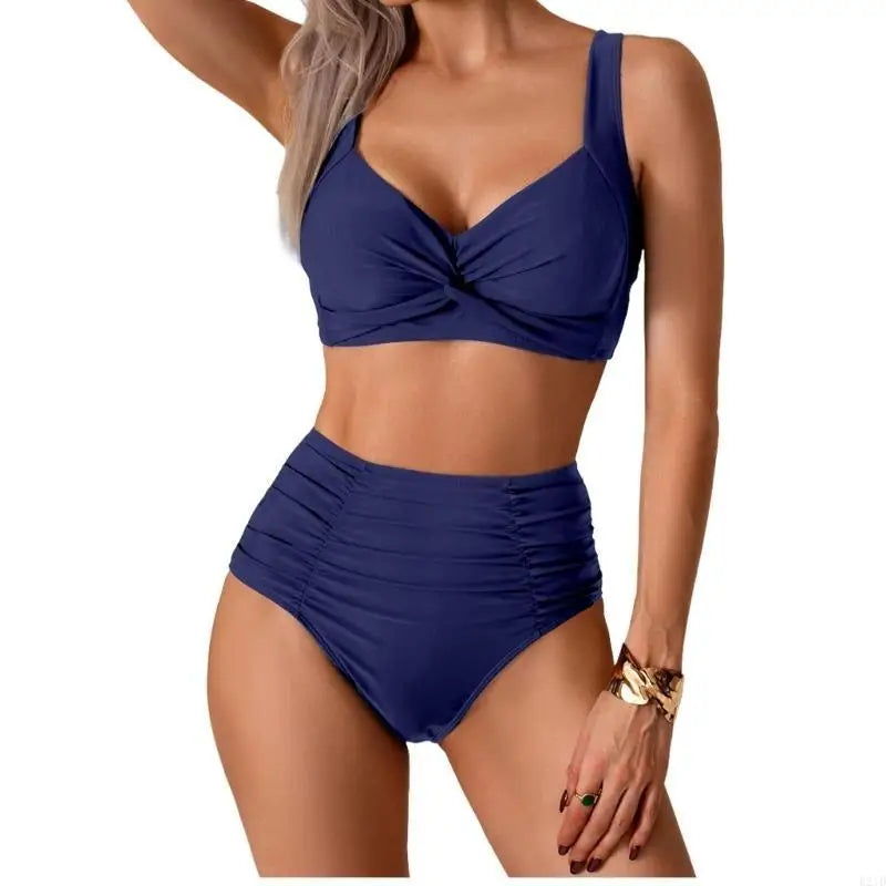 🍒Strap swimwear women high waist bikini set brazilian swimwear cross push up bra beach bathing suit full brief bather Take A Brief Second To Buy These