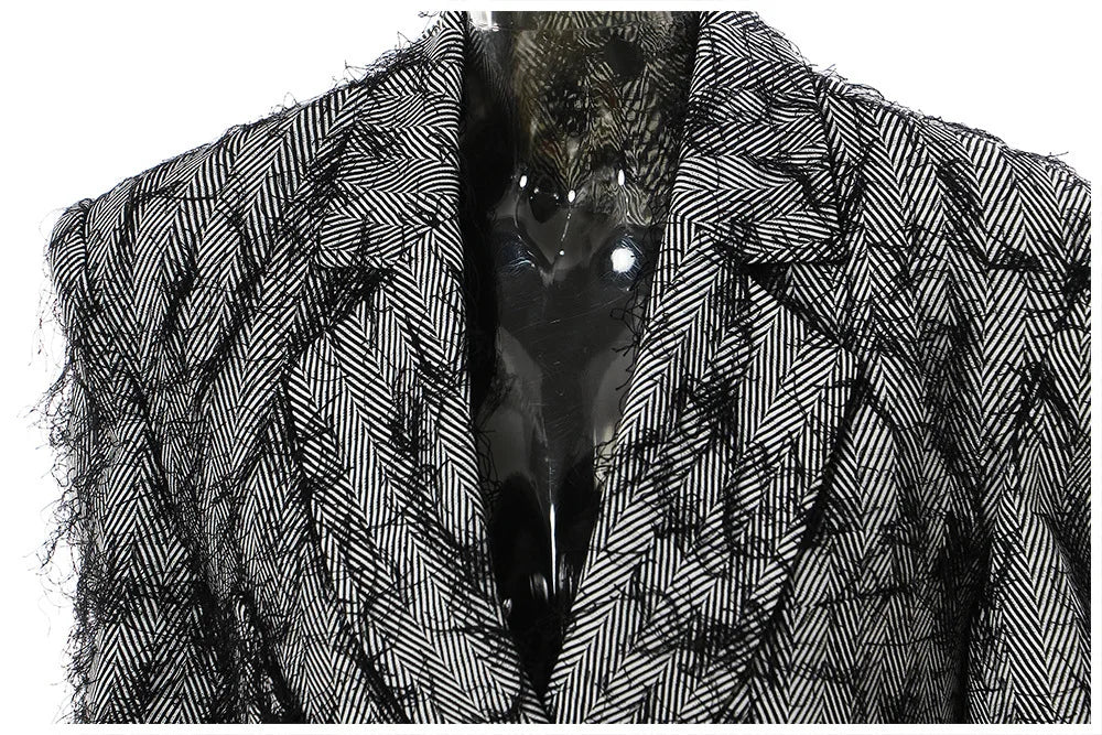 🍒Chic blazer asymmetrical design jacket patchwork contrast colour personality high street smart casual coats women Be A-  STAR in your fashion JACKET