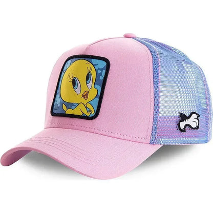 🍒Tekenprent bofbalpet hoë kwaliteit unisex geborduurde pleister bofbalpet unisex vragmotorpet net hoede vir vroue sonhoed