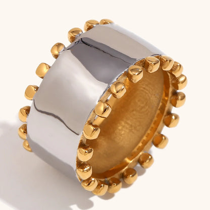 🍒Mix color jewellery round bead edge smooth stainless steel women's earrings stainless steel ring and stainless steel bracelet Set high-end design every day jewellery occasion Jewellery Gift This Gold Will Steel Attention