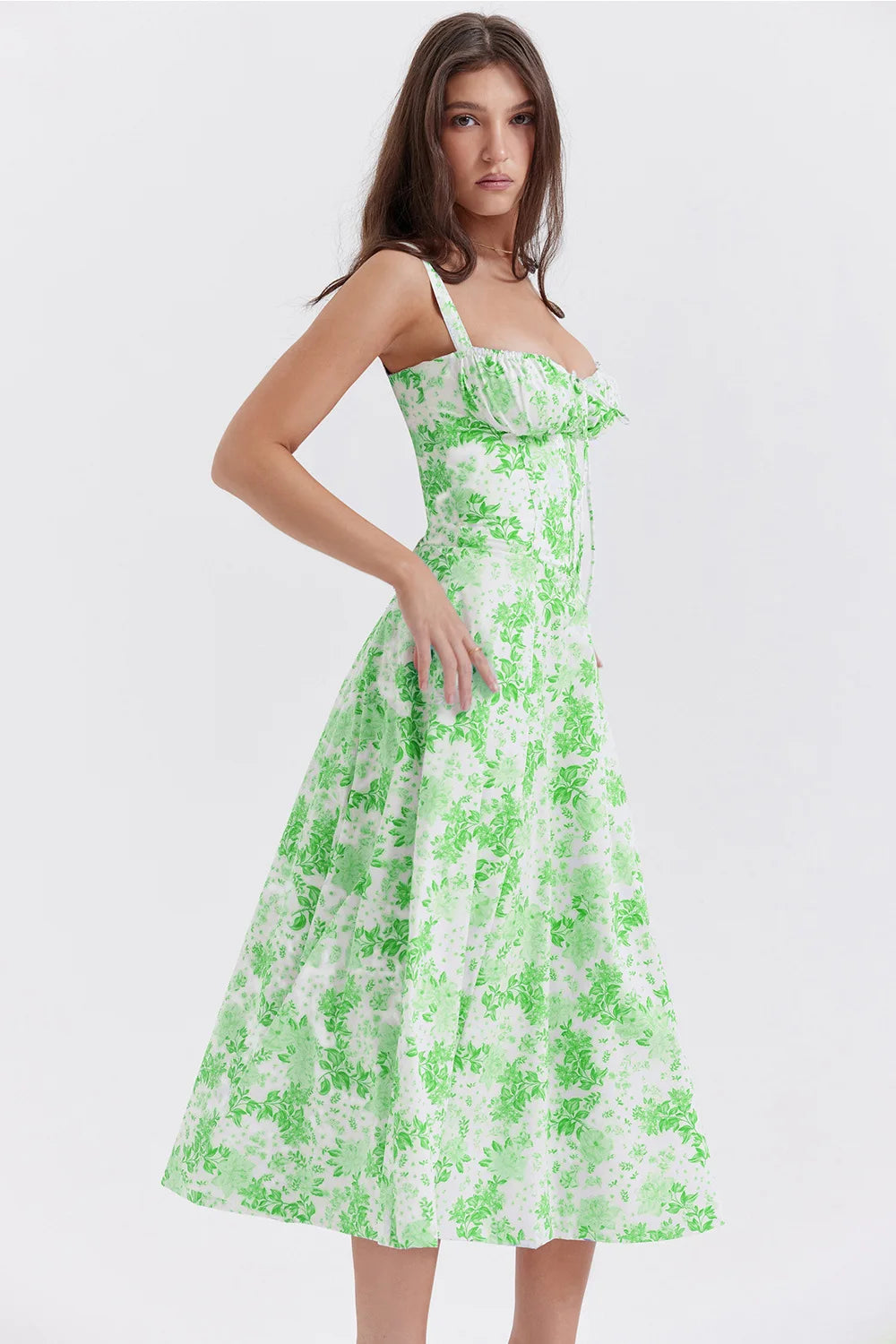 🍒Blompatroon somerrok balkonet elegante soliede moulose onderrok vir vroue, pasgemaakte middel met uitlopende romp a-lyn uitrusting. Geniet Die Bloem Balkon-nett