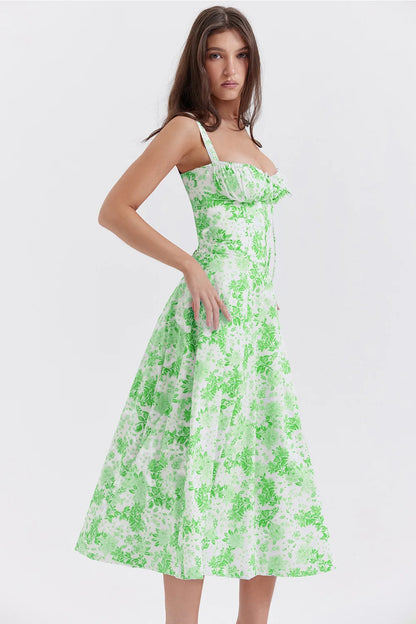 🍒Blompatroon somerrok balkonet elegante soliede moulose onderrok vir vroue, pasgemaakte middel met uitlopende romp a-lyn uitrusting. Geniet Die Bloem Balkon-nett