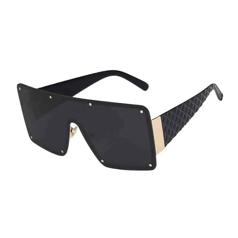 🍒Grootraam sonbril unisex dames randlose eenstuk-wye-raam sonbril modebril UV400 beskerming Sien Deur Prettige Sonbrille