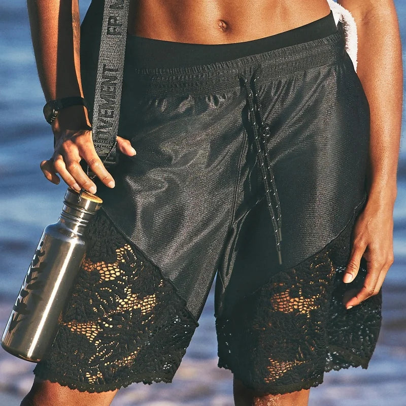 🍒Y2k shorts women culotte lace satin bloomers pants Lace shorts womens elastic waist slip shorts women Sport Your Undies