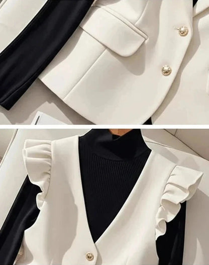 🍒Waist coat vest women black white female spring summer fashion female sleeveless jacket casual outerwear button down top You Will Be frilled With This