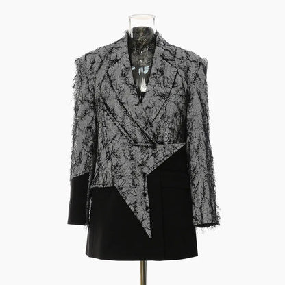 🍒Chic blazer asymmetrical design jacket patchwork contrast colour personality high street smart casual coats women Be A-  STAR in your fashion JACKET