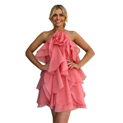 🍒Ruffles long dress for women 3d fower backless sleeveless outfit slim fit maxi dress summer fashion clothing holiday party wear beach layer occasion clothes Maxi-mum Ruffle Without Kerfuffle