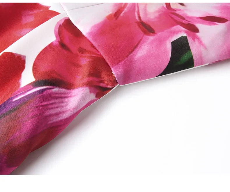 🍒Designer fashion dress floral print clothing vintage a line party wear outfit for women birthday dinner retro runway occasion wear  make ARRANGEMENTs for these FLOWERs