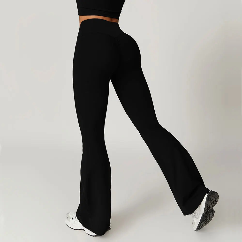 🍒Flare leggings yoga pants women bell-bottoms yoga tights high waist fitness pants stretch gym workout sports push up leggings Look lovely Leg's