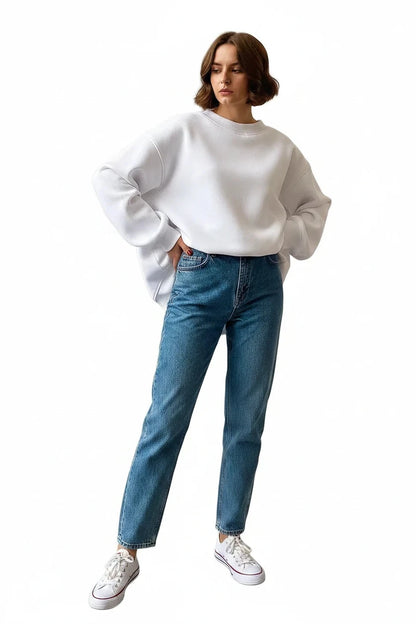🍒 Oversize sweatshirt solid colour polar fleece tops for women o neck fashion casual wear fashionwear clothing No Sweat Sugar Free Or Sweet