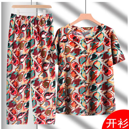 🍒Broek en T-hemp slaapklere stel katoen kortbroek en T-hemp sitkamerdrag bo-stuk en broek tuisdrag Slaapklere vir vroue 2-stuk slaapstel Trek jou BROEK en TEE aan en jy sal REG wees