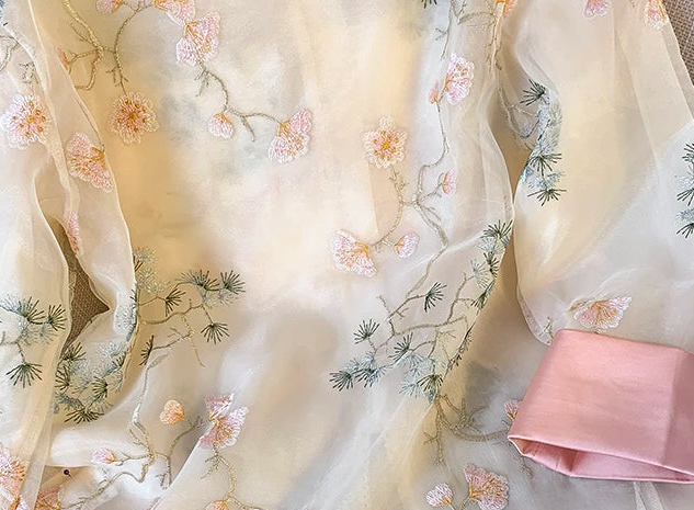 🍒Shirt jacket for women Light outer for women chinese style jacket chiffon embroidery Jacquard tie light cover up sunscreen cardigan Summer beach coverup for occasion and casual coverup See Through The Day