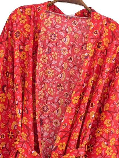 🍒Beach coverups wild floral print short light kimono jacket batwing duster bohemian ladies v-neck rayon short bikini swimwear cover over vacation wear holiday clothing casual wear  Colourful Comfort