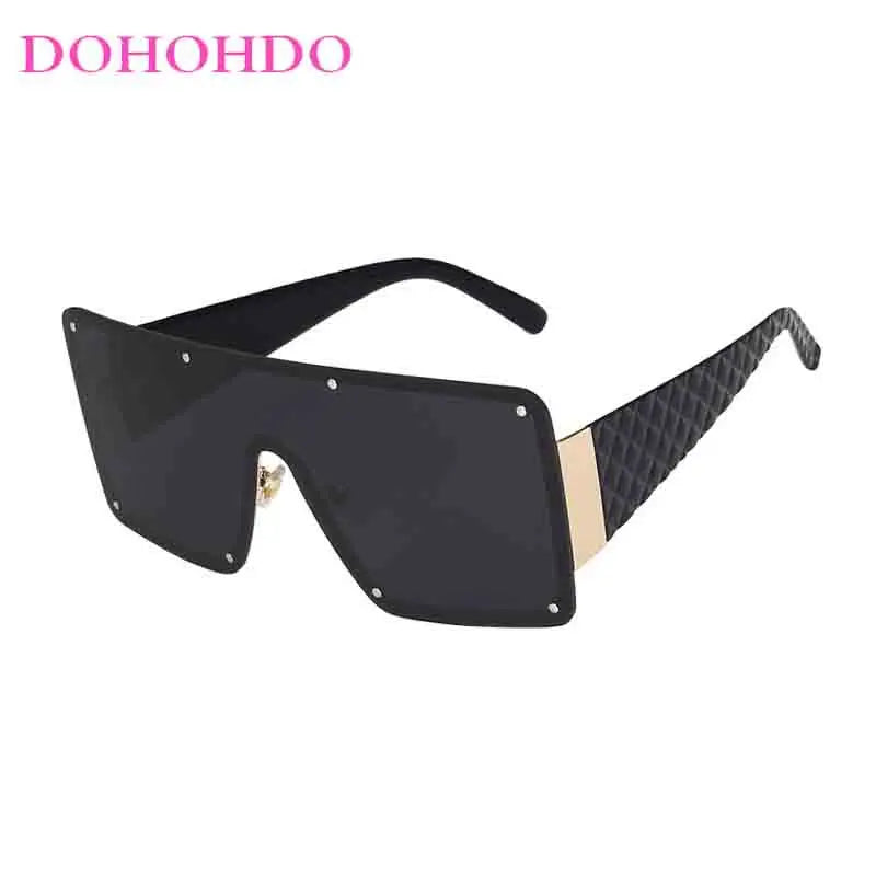 🍒Grootraam sonbril unisex dames randlose eenstuk-wye-raam sonbril modebril UV400 beskerming Sien Deur Prettige Sonbrille