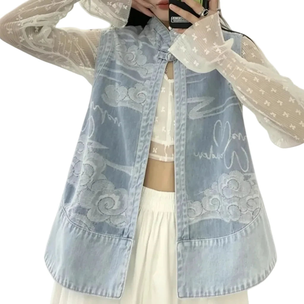 🍒Denim Vests womens spring sleeveless jacket for autumn fashion denim waistcoat outer wear all-match cool daily chic loose casual vintage style clothes versatile Y2k clothing  Dash-on Denim Daily