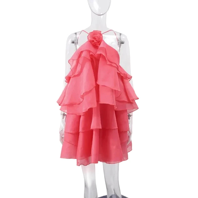 🍒Ruffles long dress for women 3d fower backless sleeveless outfit slim fit maxi dress summer fashion clothing holiday party wear beach layer occasion clothes Maxi-mum Ruffle Without Kerfuffle