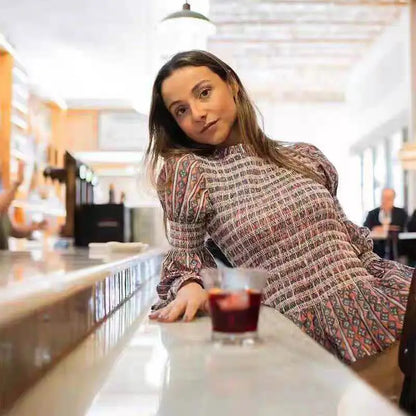 🍒Vintage plaid tops elastic pleated shirt women casual clothes o-neck long sleeves ruffle hem top chic fashion high streetwear smart casual clothing