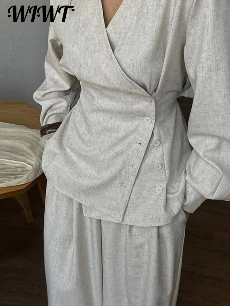 🍒 女士时尚休闲侧扣衬衫外套法兰绒和阔腿裤配套套装单排扣修身V领全袖上衣和长裤两件套 不含法兰绒 时尚法兰绒