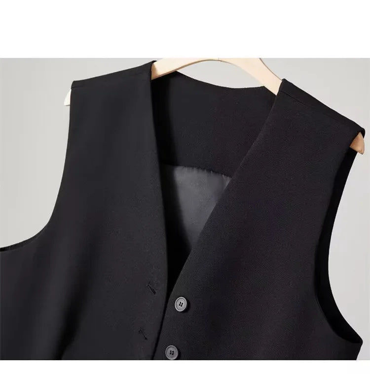 🍒Women suit vest elegant v-neck business casual waistcoat sleeveless solid jacket solid single breasted work clothes occasion wear dont WAIST time wanting this COAT