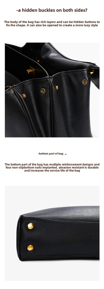 🍒Large capacity leather bag with lock for women's tote with advanced locking fashion high sensibility underarm bag that fits laptop smart casual accessory  Lock On To High Quality