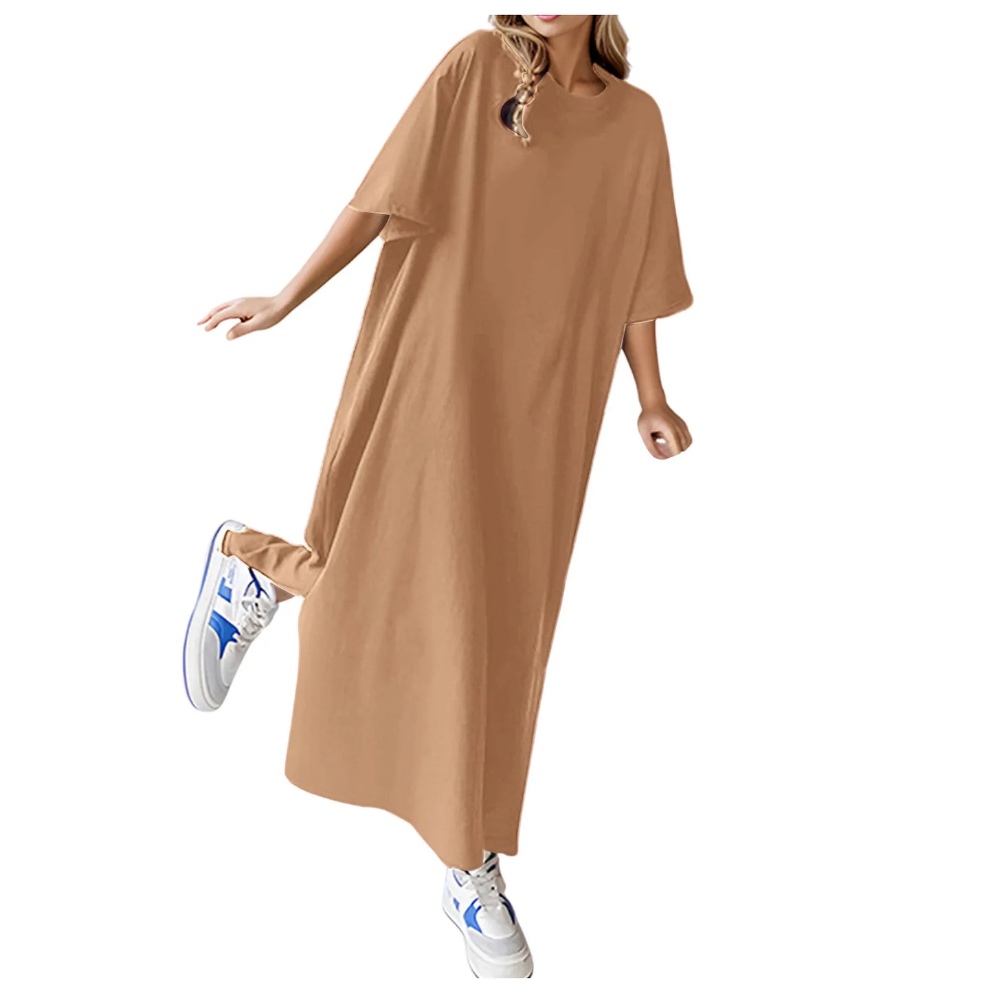 🍒Plusgrootte los rokke t-hemp rok huisdrag kortmou uitrusting lang maxi oorgroot somermode strandsonrok tot 3XL Beste Basiese