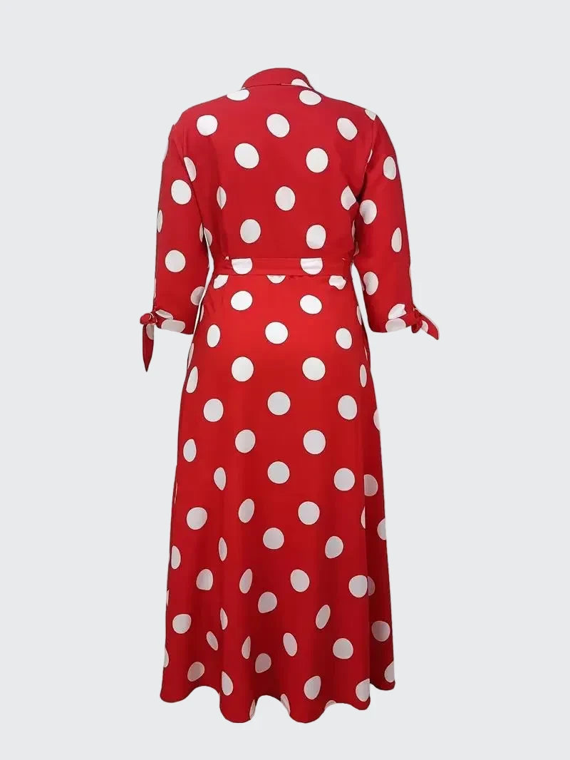 🍒Plus size polka kolletjie rok met moue gedruk hoë middellyf uitrusting maxi rok slim gemaklik vroue a-lyn rok LANK verlang na hierdie KOLLETJIES, DRUK by uitklok