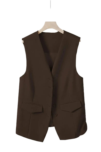 🍒Suit vest for women v-neck  business vest jacket sleeveless waistcoat with pocket front for office commute style buttons sleeveless outerwears  Cute Covers