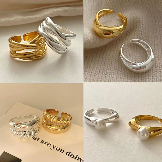 🍒925 Sterling silwer ringe vir vroue geometriese fyn juweliersware vingerverstelbare ringe Interware kubieke sirkoon bykomstighede nuwerwetse juweliersware vir vroue verjaarsdaggeskenke