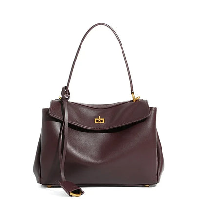 🍒Large capacity leather bag with lock for women's tote with advanced locking fashion high sensibility underarm bag that fits laptop smart casual accessory  Lock On To High Quality