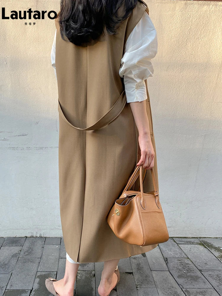 🍒Moulose trenchcoat vir vroue met gordel dubbelbors lang baadjie maxi-oorjas vroulik los herfs lente mode Trendy Trench Trend