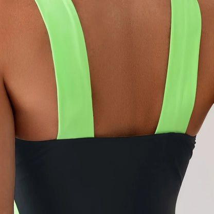 🍒Modieuse swemdrag eenstuk poelswemklere vir vroue Ruglose swemklere met uitsny-kruiskleur swembroek Tri-kleur Skouspel