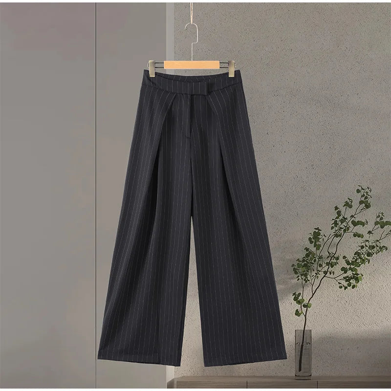 🍒Casual black blazer and pants set long sleeve jacket with fitted waist and long kick flare solid straight pant set women spring autumn suits  ‘Well fit