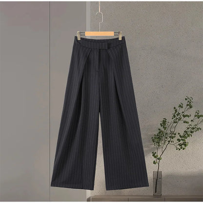 🍒Casual black blazer and pants set long sleeve jacket with fitted waist and long kick flare solid straight pant set women spring autumn suits  ‘Well fit