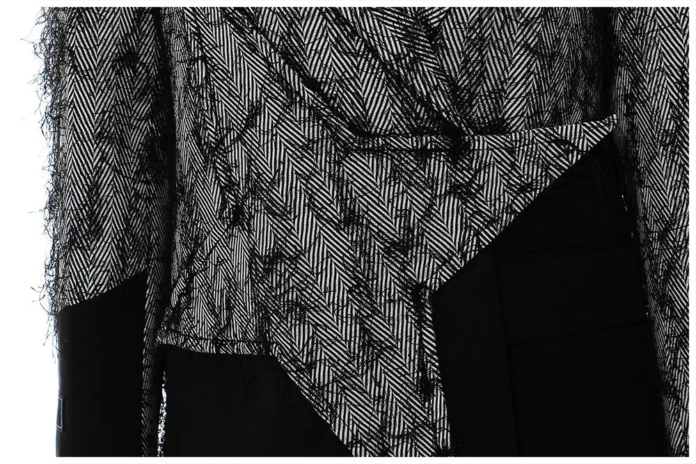 🍒Chic blazer asymmetrical design jacket patchwork contrast colour personality high street smart casual coats women Be A-  STAR in your fashion JACKET