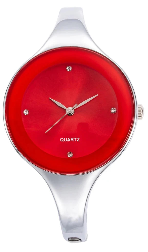 🍒Bangle watch for women stainless steel bracelet angle simple stylish fashion wrist watch analog quartz elegant jewellery silver and solid colour gift accessory Dont Risk Miss This Cool Wrist