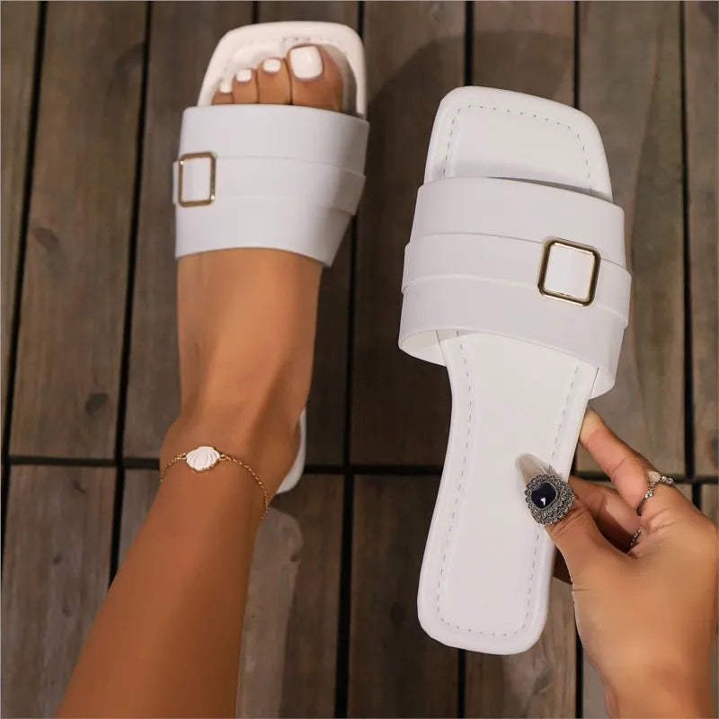 🍒Women summer sandals outside slippers soft elegant sliders slip on women’s shoes smart casual flats Classy Casual