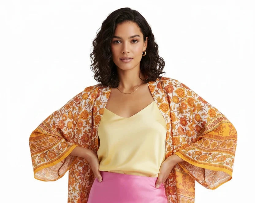 🍒Boho kimono vintage womens fashion short beach swimsuit robe floral clothing batwing sleeve top rayon bohemian bikini cover Ups Beachwear summer clothes Cool Cover