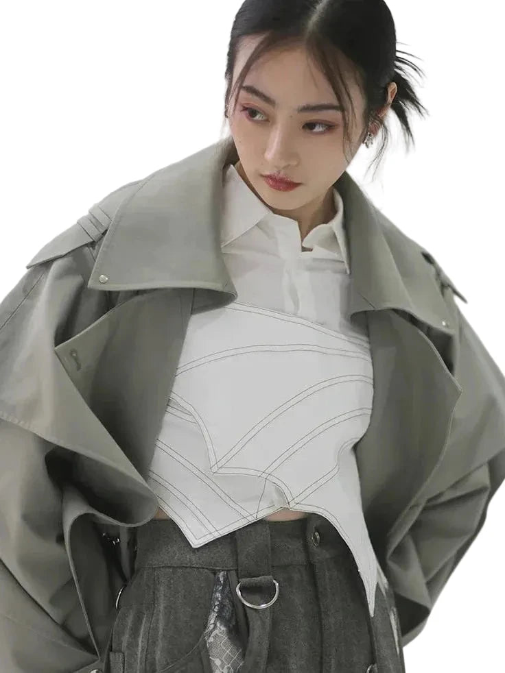 🍒长款廓形风衣，优雅荷叶边女式外套，双排扣奢华设计师大衣，T台时尚潮流旅行风衣，经典舒适