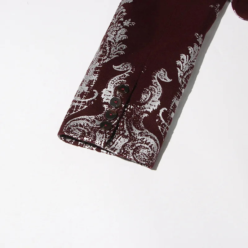 🍒Designer blazer for women brocade printed jacket winter spring notched collar coat long sleeve casual office fashion occasion wear party wear clothes Stamp Your Fashion