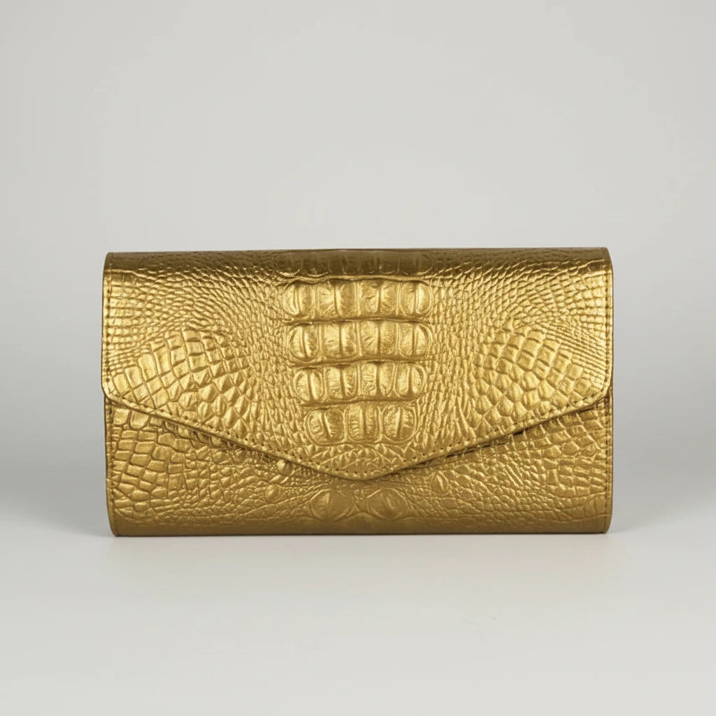 🍒Europe and america trendy clutch bags for women,designer fashion crocodile pattern under arm black envelope hand bag female large capacity bag Metalic gold available occasion clutch Cool Croco Clutch,Clickety Click Quick