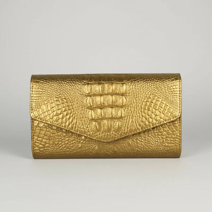 🍒Europe and america trendy clutch bags for women,designer fashion crocodile pattern under arm black envelope hand bag female large capacity bag Metalic gold available occasion clutch Cool Croco Clutch,Clickety Click Quick