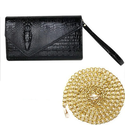 🍒Europe and america trendy clutch bags for women,designer fashion crocodile pattern under arm black envelope hand bag female large capacity bag Metalic gold available occasion clutch Cool Croco Clutch,Clickety Click Quick