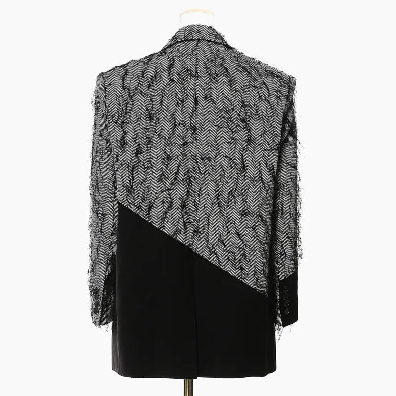 🍒Chic blazer asymmetrical design jacket patchwork contrast colour personality high street smart casual coats women Be A-  STAR in your fashion JACKET