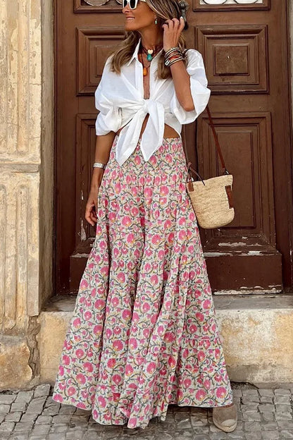 🍒Gedrukte somerrok boho somermodes gemaklike drag klere strandpartytjie klere los a-lyn reisrok elegante Boheemse styl drag Pou In Mooi Pienkes