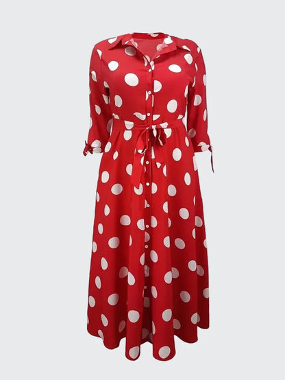 🍒Plus size polka kolletjie rok met moue gedruk hoë middellyf uitrusting maxi rok slim gemaklik vroue a-lyn rok LANK verlang na hierdie KOLLETJIES, DRUK by uitklok
